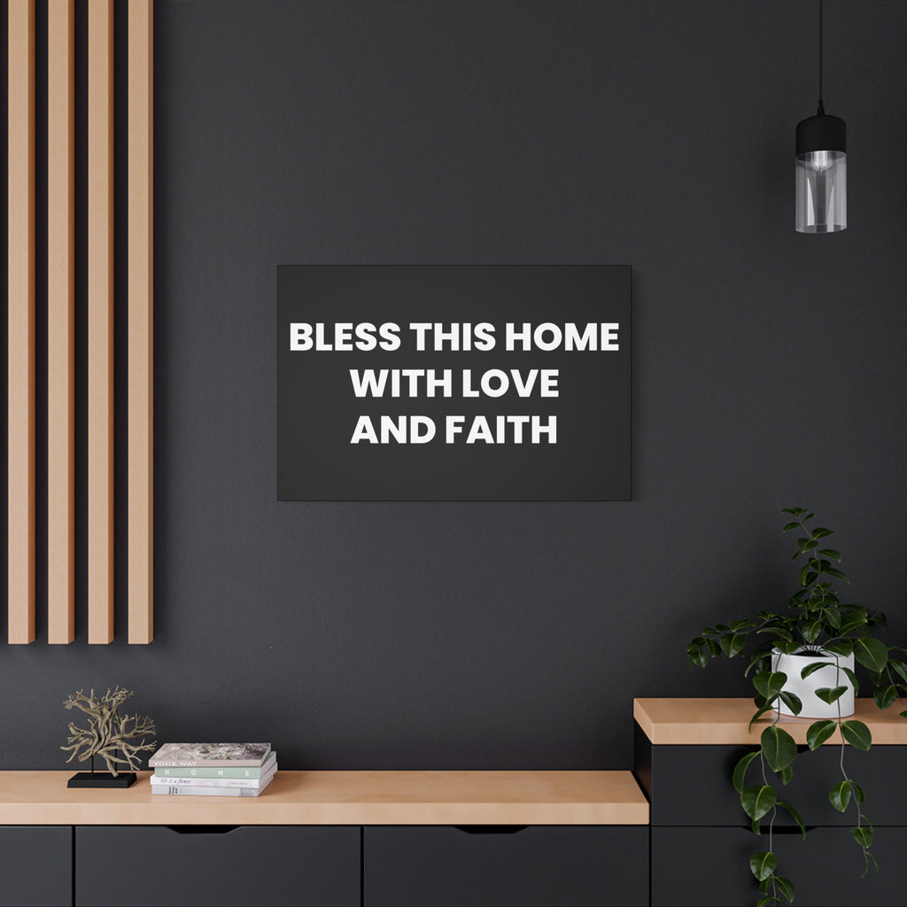 Bless This Home Canvas Art, Inspirational Wall Decor, Housewarming Gift, Modern Home Artwork, Faith and Love Decoration